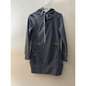 Celmia Collection Dark Grey Hoodie Dress‎ Long Sleeve Casual Chic Winter
A862